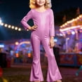 thumbnail image 2 of LIIPEE Girls Romper Glitter Performance Jumpsuit Long Sleeve Stretchy Fit Leotard Kids Comfortable Bodysuit For Stage Play And Dance Breathable Soft Cute One-Pieces,Hot Pink,4-5 Years, 2 of 4