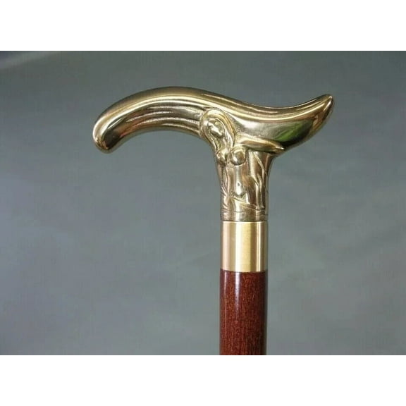 NAUTICALMARTUS BY Handle Walking Stick Victorian Brass Mermaid Derby Handle Cane Wooden Vintage Style Antique Gift head