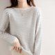 thumbnail image 5 of Women O-Neck Striped Sweater Harajuku Winter Retro Women's Thick Slim Stretch Warm Tops 2022 Autumn Knitted Pullover, 5 of 5