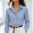 thumbnail image 5 of Bosfbaoi Long Sleeve Shirts for Women Vertical Striped Lapel Collar Drop Shoulder Long Sleeve Womens Tops Oversized Button Down Shirts, 5 of 6