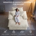 thumbnail image 4 of CARZZI LIFE 71 Inch Oversized Chaise Lounge Chair Indoor with Ottoman, Corduroy Boneless Cloud Couch Sleeper, Deep Seat Floor Sofa Bed and Reading Chair for Living Room (White), 4 of 10