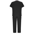 thumbnail image 3 of BiZtdJrK Scrubs Medical Uniform for Women Casual Short Sleeve V Neck Scrub Tops and Trousers 2 Piece Sets Solid Color Work Outfits Black XXL Hoy Oferta Flash, 3 of 6
