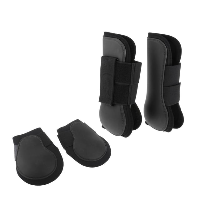 2 pares de botas delanteras abiertas, botas de ejercicio para caballos, botas de salto delanteras abiertas para caballos Negro Zulema Envolturas de pierna de caballo