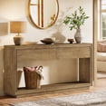 thumbnail image 6 of Finmind 63-inch Console Table with 2 Drawers, Farmhouse Entryway Table, Narrow Sofa Console for Living Room, Hallway, Foyer, Behind Couch, Brown, 6 of 8