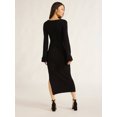 thumbnail image 2 of Scoop Women’s Midi Sweater Dress with Ruffled Bell Sleeves, Sizes XS-XXL, 2 of 4