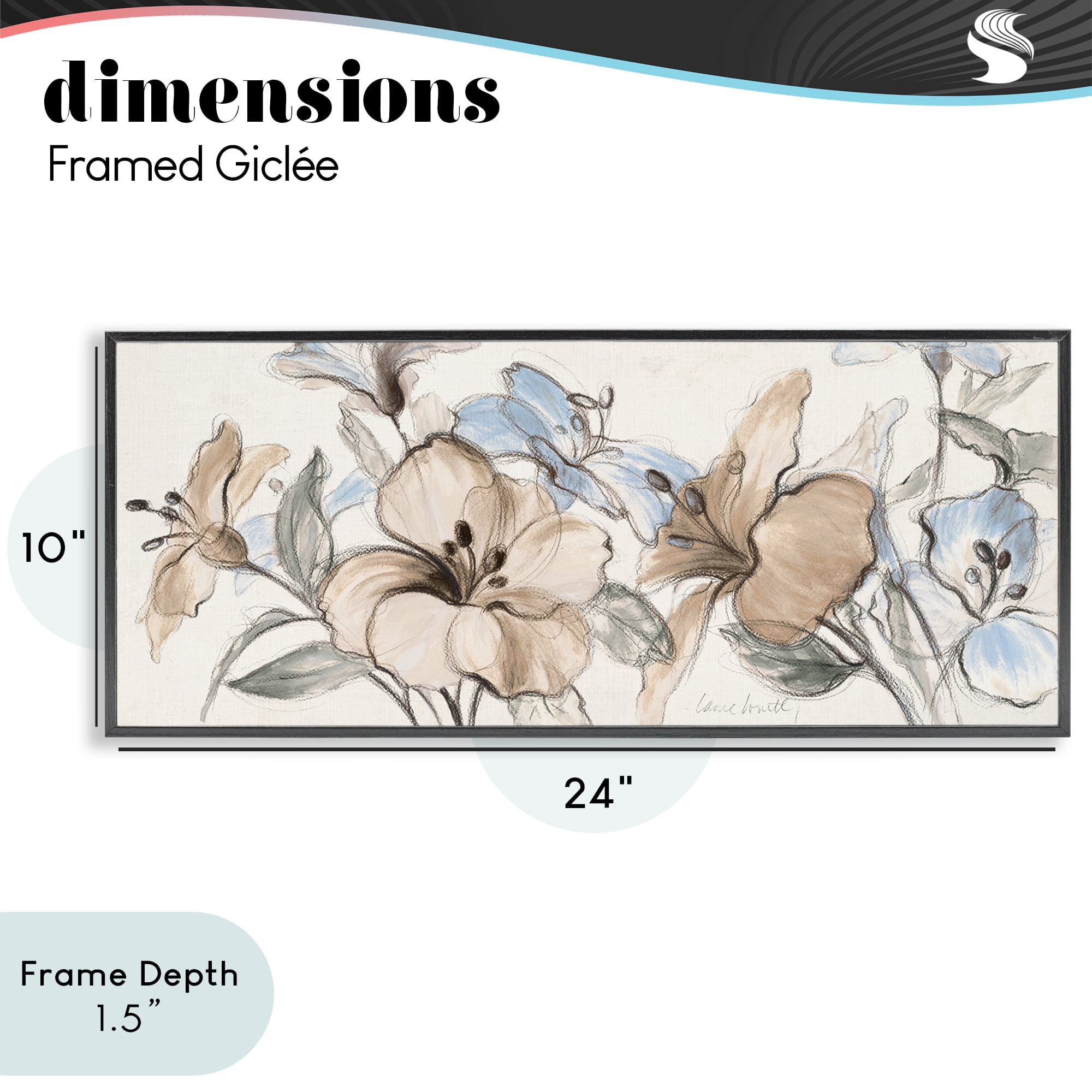 Stupell Industries Whispering Florals Neutral Black Framed Giclee Art, design by Lanie Loreth