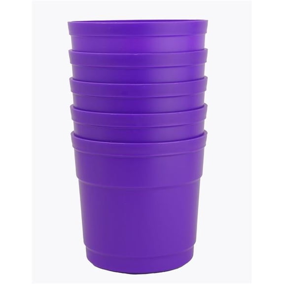 Austin Planter TAPPU5 4 in. Flower Pots with Saucers, Purple - Polypropylene - Pack of 5