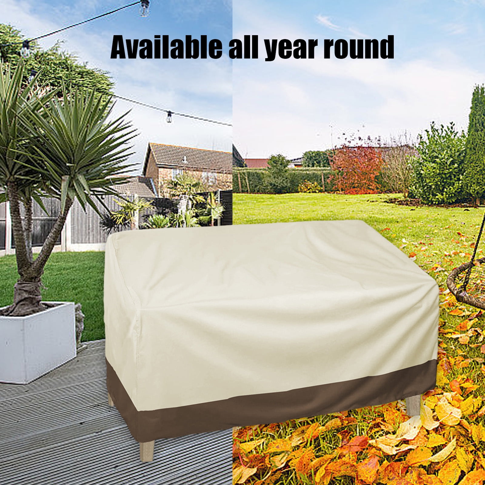 HCBY Outdoor Loveseat Cover, Waterproof & Anti UV Patio Cushion Protector, Heavy Duty Lawns Furniture Cover, Fits 2 Seater Garden Bench