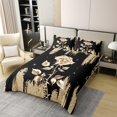 thumbnail image 2 of Black Gold Print Shiny 100% Cotton Duvet Cover Full,Rose Bedding Set for Women,Galaxy Glitter Sparkle(Not Real)Bed Sets,Rose Quilt Cover with 2 Pillowcases Breathable,no Comforter, 2 of 6