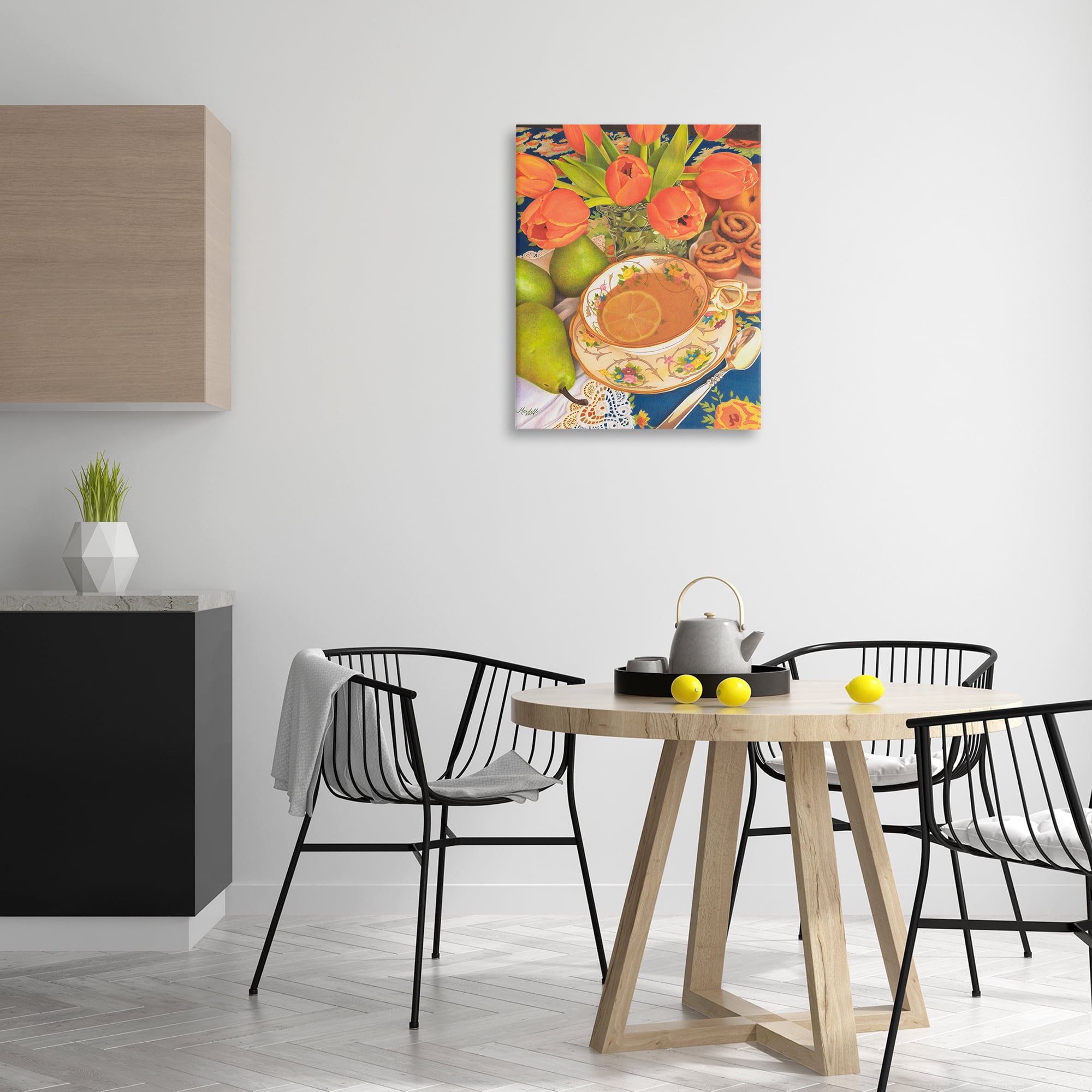 Stupell Industries Tea with Orange Tulips Food & Beverage Painting Gallery Wrapped Canvas Art Print Wall Art, 24 x 30
