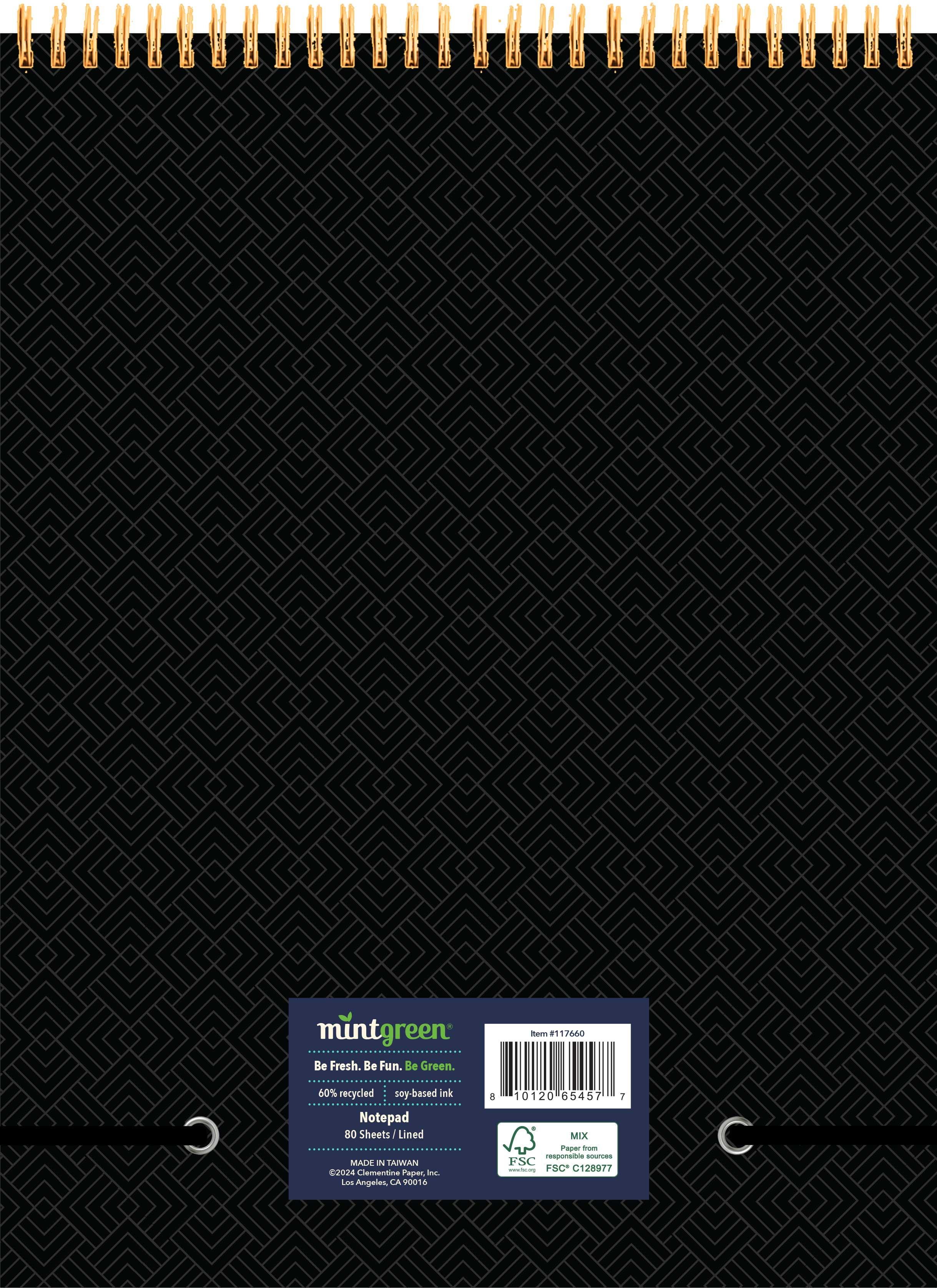 (3 pack) Mintgreen Spiral Top Writing Pad, 8"x 10.75", Professional Series - Black, 80 sheets