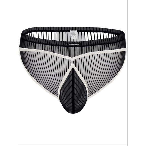 TANBOM Men's Regular Triangle Mesh Underwear Breathable Black S 1-pack