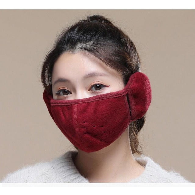 Máscara de oídos de invierno para mujer, gruesa, cálida, transpirable, a prueba de frío, máscara de montar dos en uno para adultos