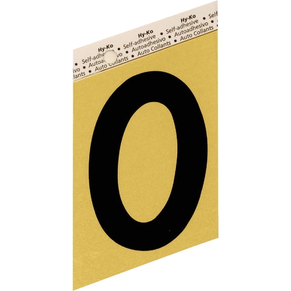 GG-25/0 Address Numbers, "0", Angle-Cut, Black & Gold Adhesive, 3.5-In. - Quantity 10