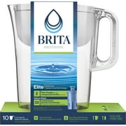Brita Large 10 Cup Water Filter Pitcher with 1 Brita Elite Filter, Made Without BPA, Huron, White