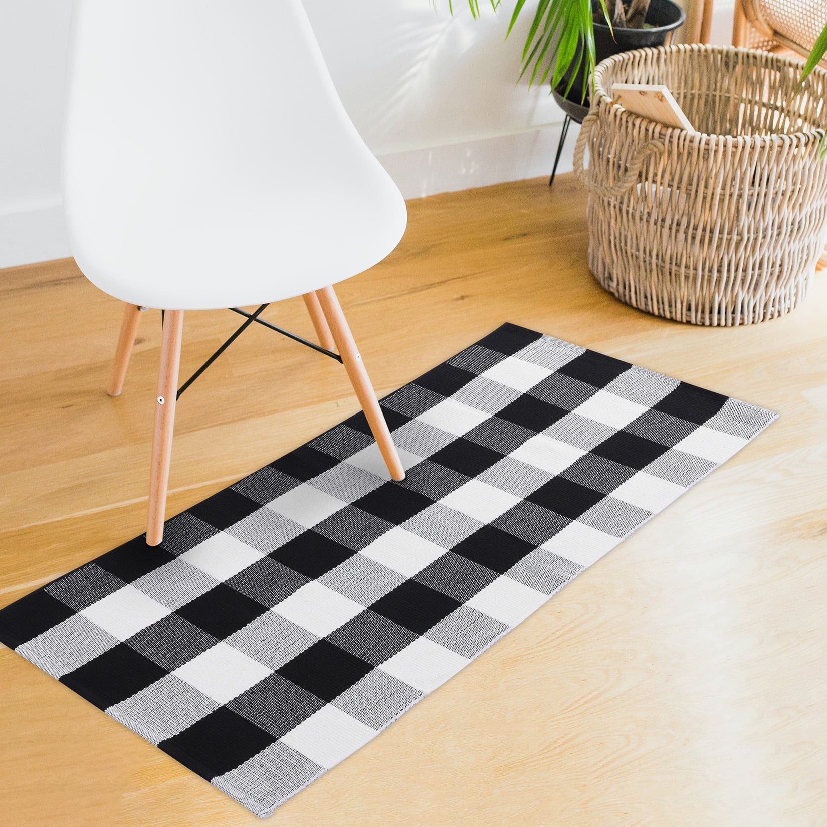 GlowSol 2'x4' Buffalo Plaid Door Mat Hallway Runner Layered Doormat