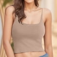 thumbnail image 2 of Krdevn Women's Seamless Built-In Bra Crop Camisole Wireless Adjustable Spaghetti Strap Tank Top,M, 2 of 4