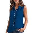 thumbnail image 2 of Taqqpue Women's Sleeveless Button Down Shirts Blouses Casual Loose V Neck Linen Tank Tops Beach Vacation Solid Color Plus Size T Shirt for Women S-XXL, 2 of 9