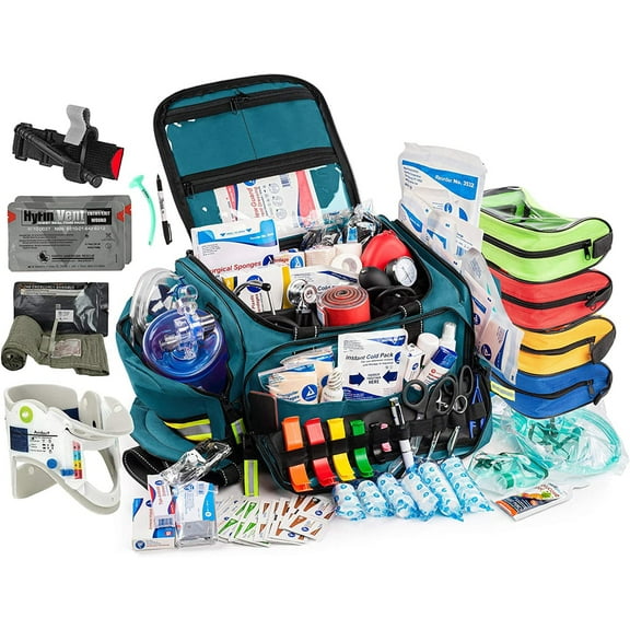 Scherber Fully-Stocked Premium First Responder Bag | Large Professional EMT/EMS Trauma & Bleeding Medical Kit