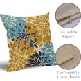 thumbnail image 4 of Blue Yellow Aqua Pillow Covers 16x16 Set of 2 Modern Dahlia Floral Decorative Outdoor Pillowcases Geometric Art Flower Farmhouse Throw Cushion Case Decor for Couch Sofa Bed, 4 of 6