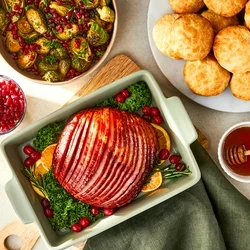 Marketside Natural Juice Boneless Spiral-Cut, Honey Cured Double Glazed Ham, Whole Muscle Cut, Pork, 3 - 4.8 lbs, 13g grams of protein per serving