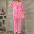thumbnail image 2 of Tnhcen Women's Silk Satin Summer Pajama Set Super Soft Comfy Lightweight Sleepwear Homewear Set Free Size, 2 of 7
