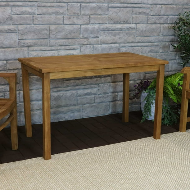 Sunnydaze Solid Teak Outdoor Dining Table Light Brown Wood Stain Finish Rectangular 47 Inches Long Patio Deck Lawn Garden Terrace Or Backyard Com Sunnydaze Solid Teak Outdoor Dining, Can Outdoor Teak Furniture Be Stained