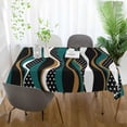 thumbnail image 6 of Abstract Striped Wavy Green Tablecloth 60" x 108" Rectangle Table Cloth Stain-Resistant Dining Table Cover for Home Dinner Party House Decor, 6 of 7