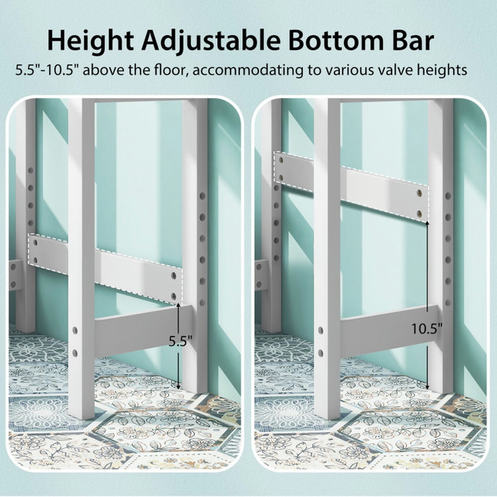Finihen Toilet Storage Cabinet, Bathroom Cabinet Organizer, Over the Toilet Storage Cabinet with Double Tempered Glass Doors, for Bathroom, White