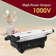 thumbnail image 4 of Prensa para panini y parrilla interior antiadherente Elite Gourmet EPN-2976 2 en 1. Apertura de 180 grados. Bisagra flotante para todo tipo de alimentos. Parrilla de contacto con bandeja para grasa e, 4 of 5