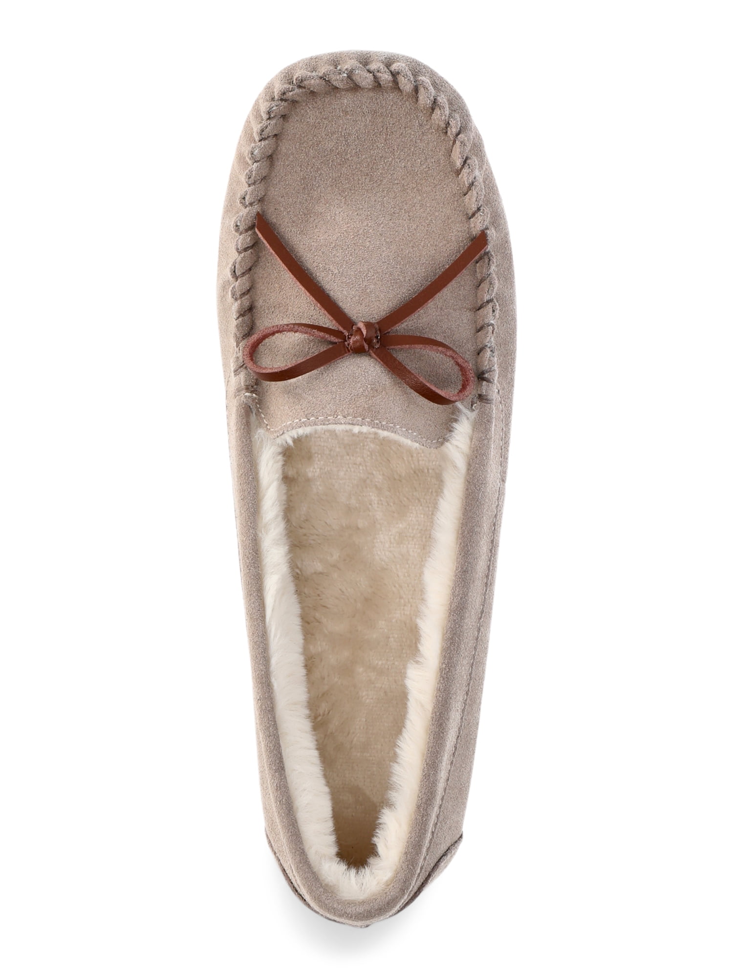 Joyspun Women's Suede Moccasin Slippers, Wide Width Available