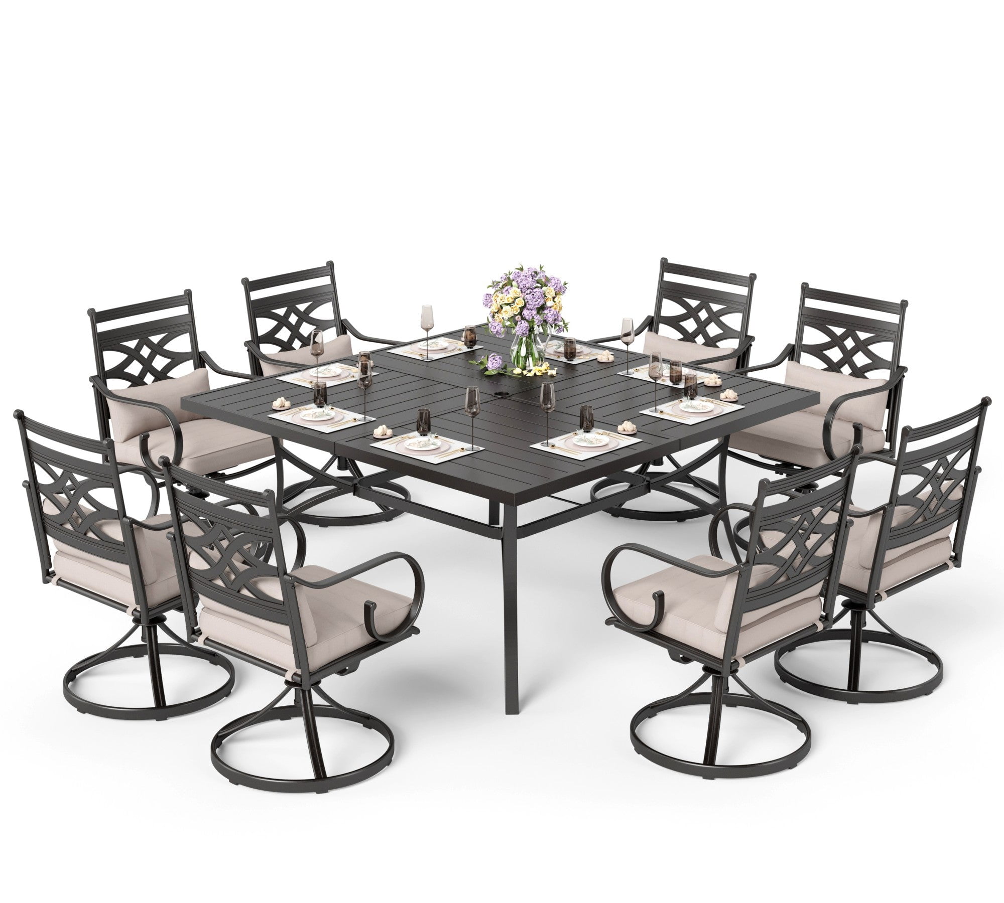 Sophia & William 9 Piece Outdoor Metal Patio Dining Set 60" Square