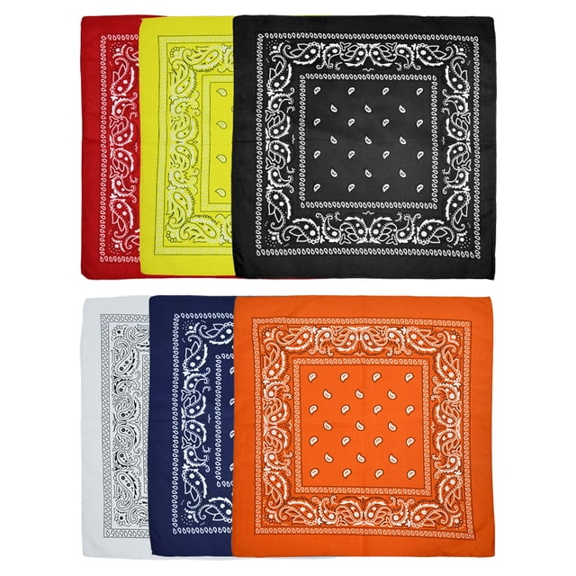 Paquete de 6 pañuelos de arcoíris de poliéster para hombres y mujeres, pañuelos tipo pañuelo de vaquero con estampado de cachemira para el cabello, 54 x 54 cm
