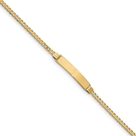 14k Yellow Gold 6in Engravable Curb Child ID Bracelet (Plate: 1.1in x 0.2in)
