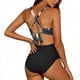 thumbnail image 3 of Traje de Baño de Bikini sin Mangas con Cuello en V Acolchado con Detalle de Escarpa Y Ruching para Vacaciones en la Piscina de la Playa, 3 of 8