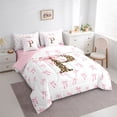 thumbnail image 2 of Erosebridal Aesthetic Coquette Bowknot 7 Pieces Bedding Comforter Set,Letter P Monogrammed Full Bedding Set For Girls Kids,Pink White Brown,Reversible, 2 of 7