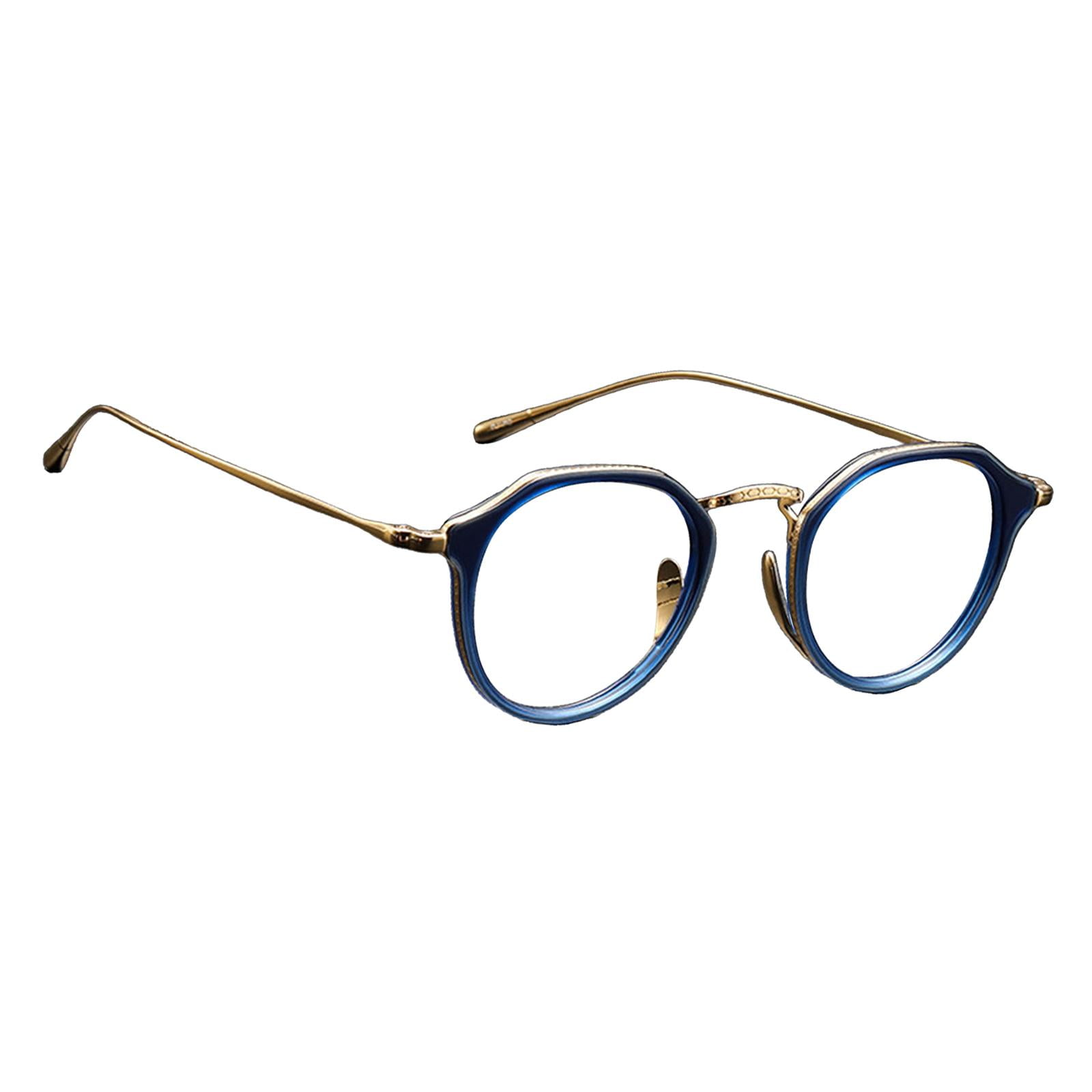 Yinanstore Retro Round Glasses Frames Oval Oversized Ultralight Full Rim Round Eyeglasses Frames Eyewear Frames Unisex Comfortable To Wear Blue And Au