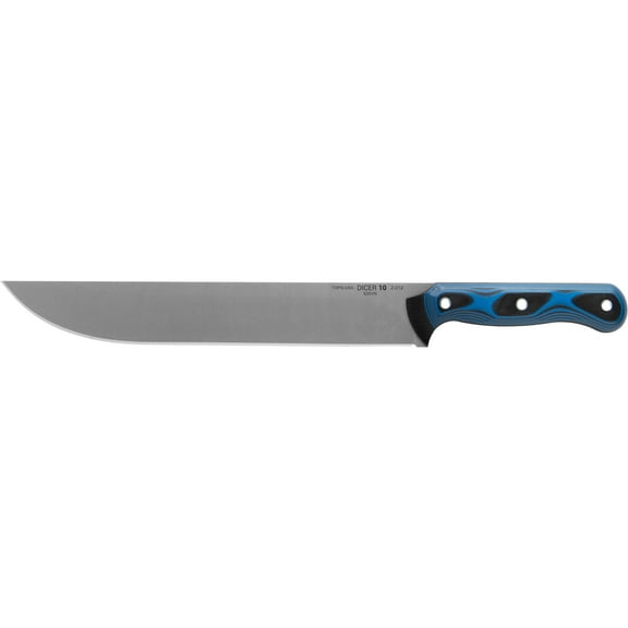 TOPS Knives Dicer 10 Slicer Kitchen Knife 10" Drop Point CPM S35VN Tumble Blade G-10 Handle Black/Blue