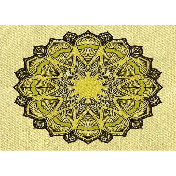 Ahgly Company Indoor Rectangle Patterned Neon Yellow Area Rugs, 5' x 8'