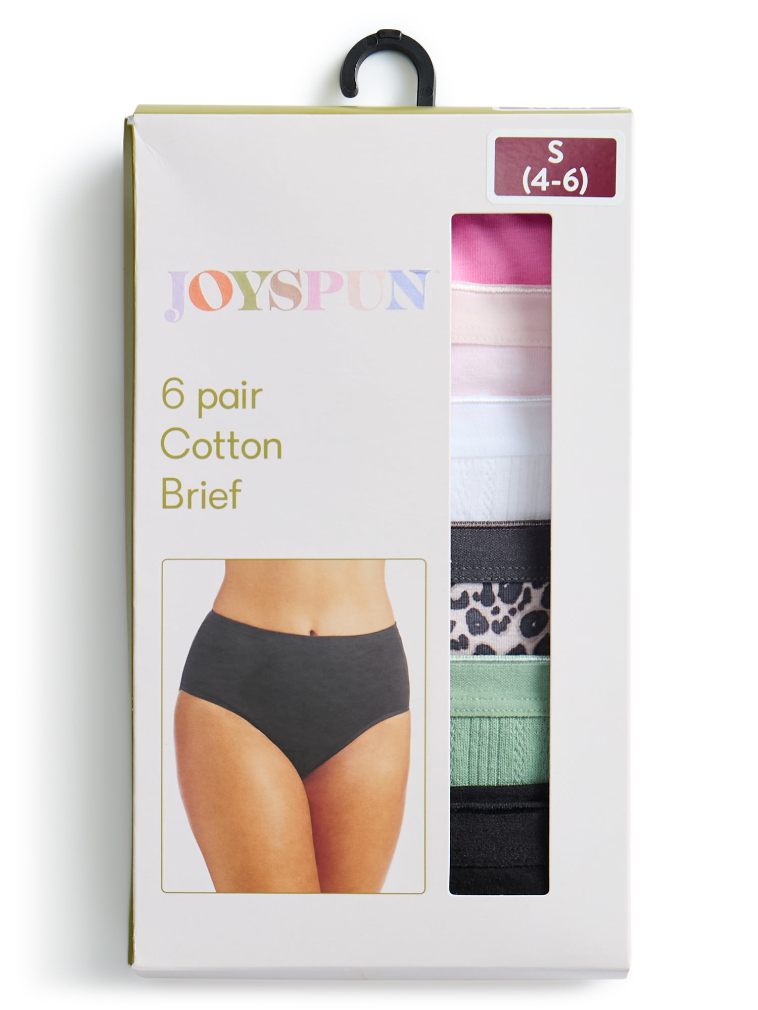 Joyspun Women's Cotton-Blend Brief Panties, 6-Pack, Sizes S-XXXL