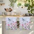 thumbnail image 4 of Pink Flowers Kitchen Towels Set of 3, Spring Floral Butterfly Leaves Plants Blue Plaid Absorbent Dish Towels for Kitchen, Microfiber Hand Towel, Quick Drying Tea Towel for Cleaning Dishcloths, 4 of 7