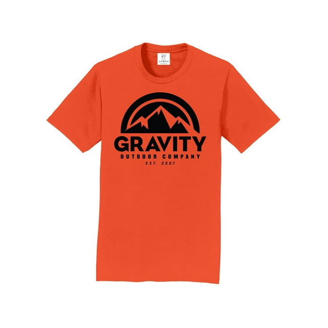 Gravity Outdoor Co. T-Shirt à Manches Courtes - Orange - Logo Noir - 3TG