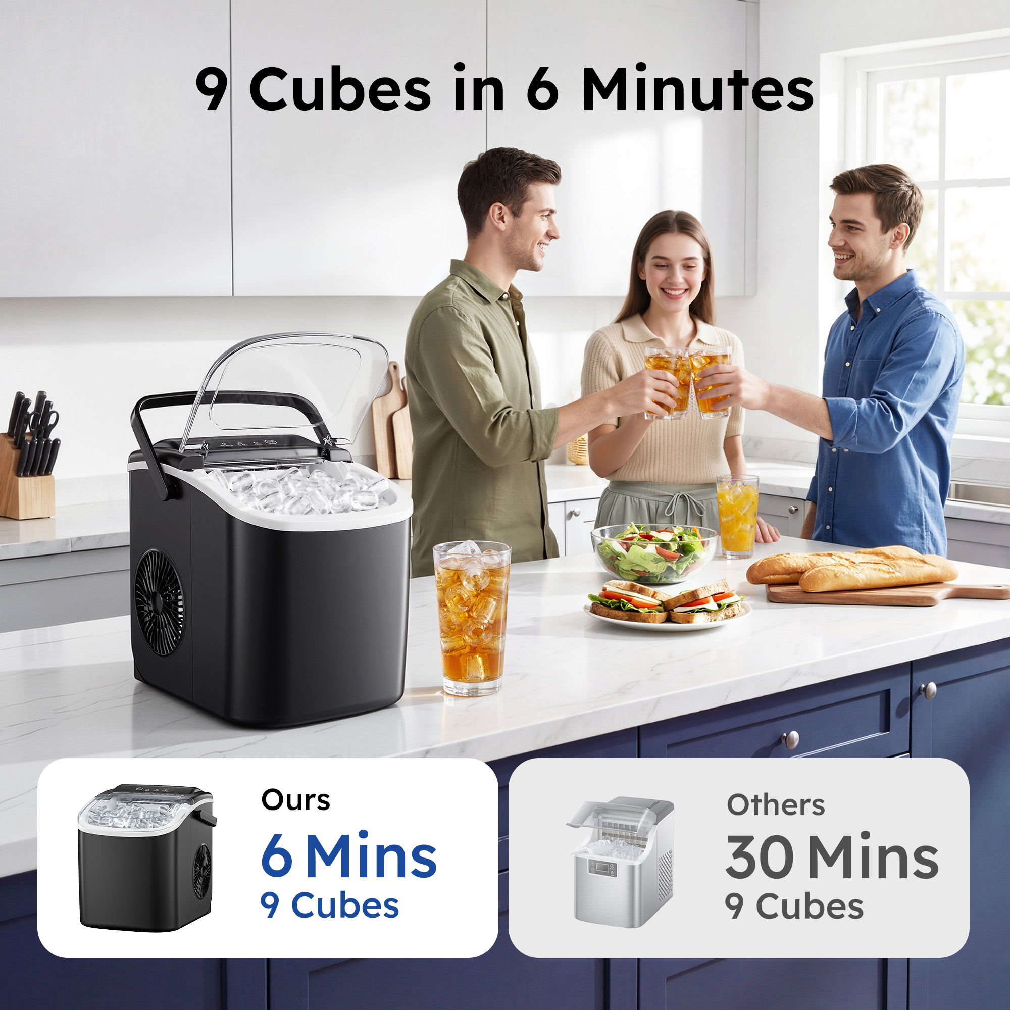 Simzlife Countertop Ice Maker, 26 Lbs/24H, Black photo 4