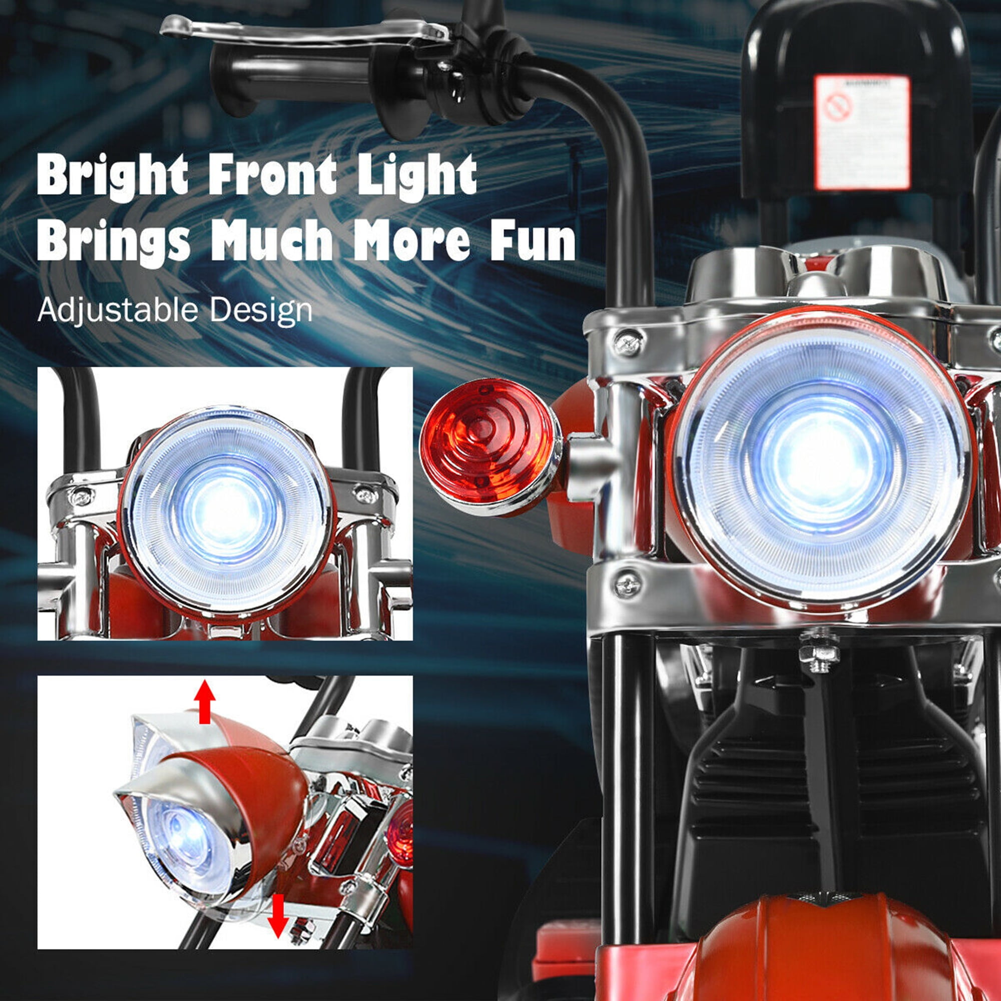 Gymax 6V Kids Ride On Chopper Motorcycle 3 Wheel Trike with Headlight Red