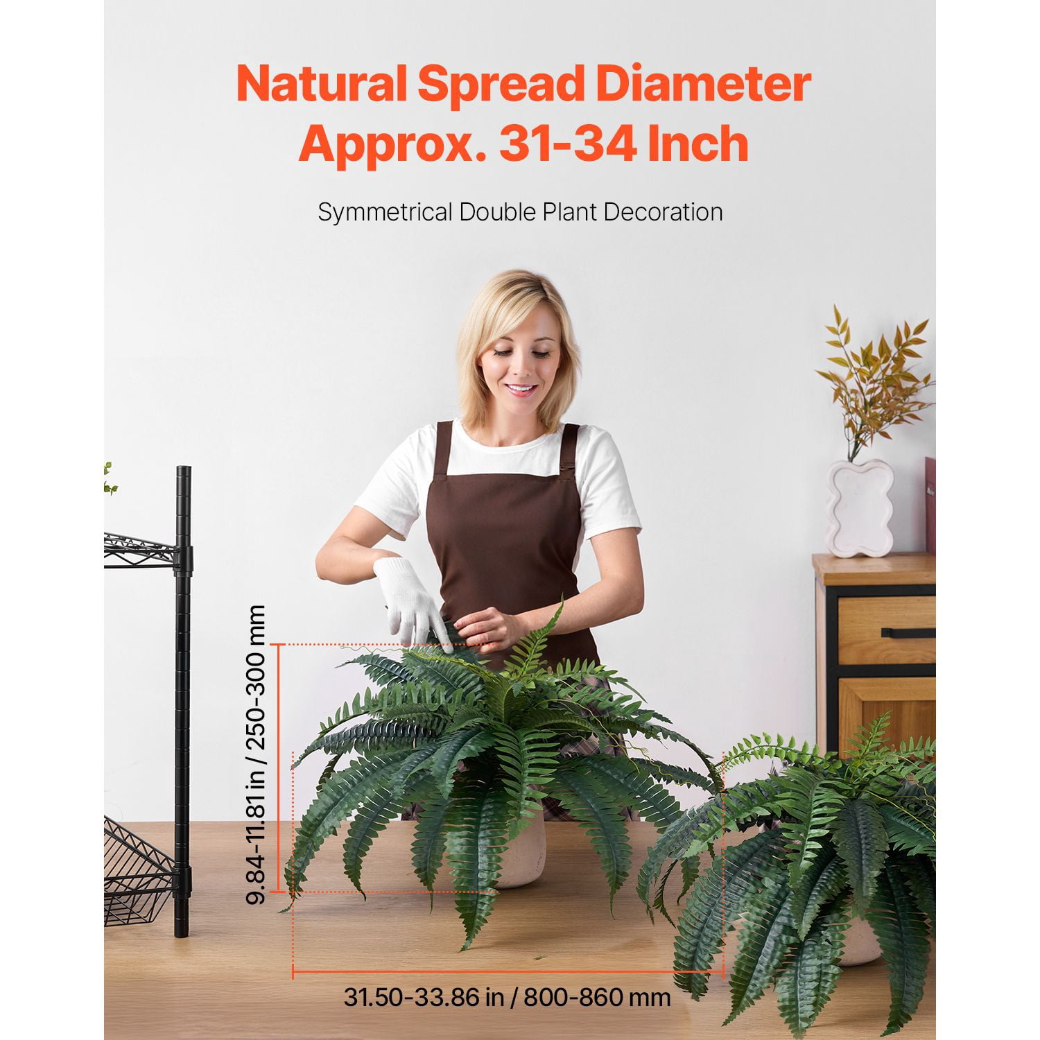 Artificial Ferns 2-Pack Fake Plants, 31-34 Inch Natural Spread Lifelike Faux Fern, Realistic Greenery for Home Garden Porch Indoor Outdoor Decor