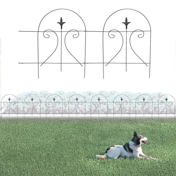 Glamos Wire 18 inch Folding Round Top Finial Decorative Fence Metal Half-Swirl 2 Pack 16 feet Total