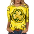 thumbnail image 2 of 3/4 Sleeve Tops for Women Oversized Crewneck St Patricks Day Irish Shamrocks Print Short Sleeve T Shirts Summer Casual Plus Size Round Neck Loose Fits Comfy Soft Tee Shirt, 2 of 5