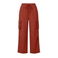 thumbnail image 5 of GUACER No Boundarie Cargo Pants for Women High Waisted Wide Leg Cotton Linen Trousers with Drawstring & Pockets, 5 of 5