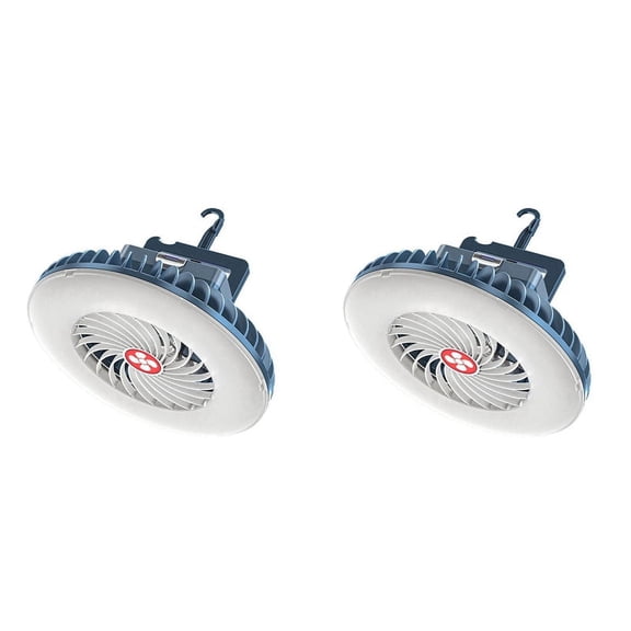 2X Portable Camping Fan with LED USB Rechargeable Battery Operated Fan for Tent Car Emergency