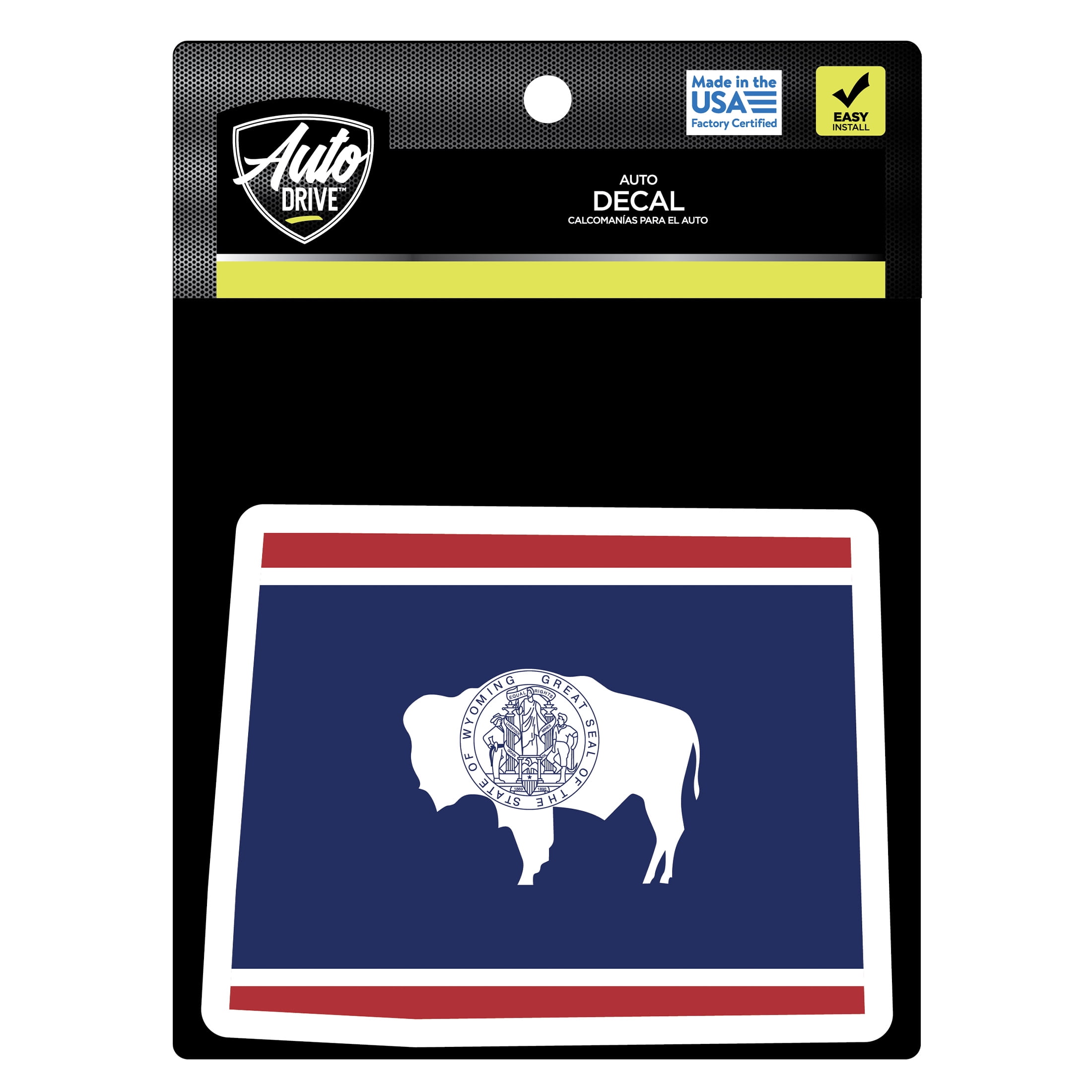 Auto Drive Wyoming State Vinyl Automotive Decal, Multicolor, 5.5” x 4.375”